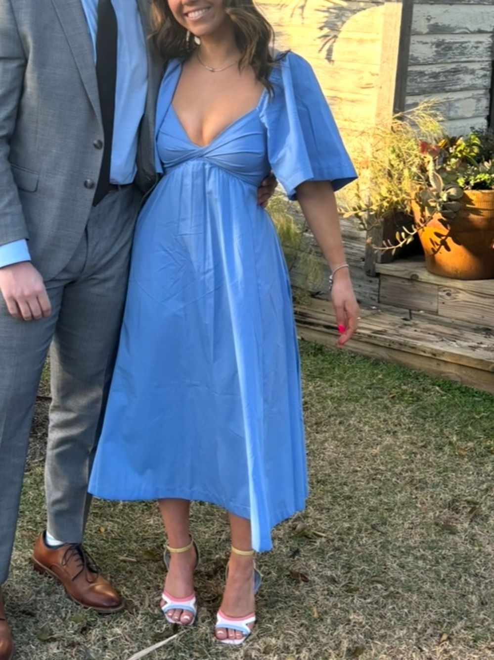 Abercrombie & Fitch Blue Angel Sleeve Midi Dress XXS P